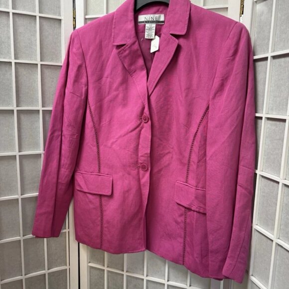 Nine,women',linen jacket,pink,size 12,long sleeves,buttons,pockets,collar.! - Picture 7 of 10